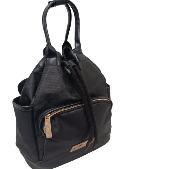 Yoga Tote Backpack VERSACE Parfum Gold LOGO BLACK Drawstring Bucket Zucca - Picture 9 of 16